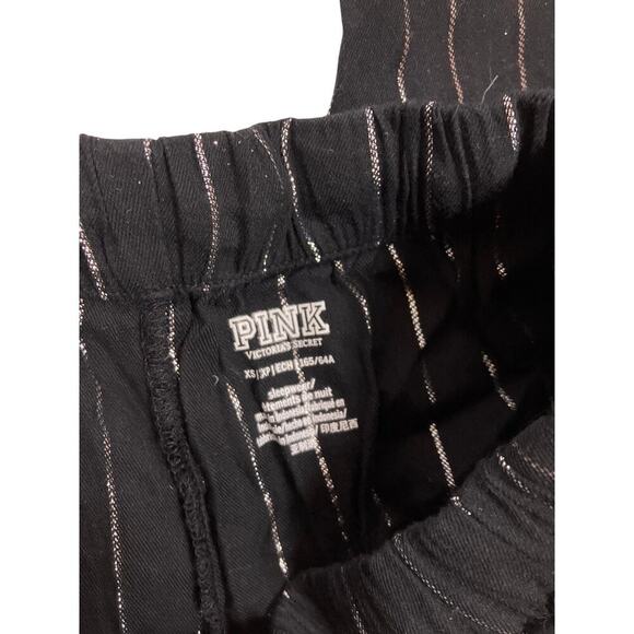 PINK Victoria’s Secret Black Sparkly Lounge Pants Women’s XS Comfy Glitter Logo - Picture 2 of 5
